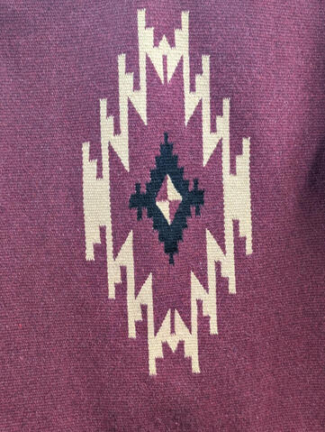 antique mall findings - poncho - textile pattern centerpiece